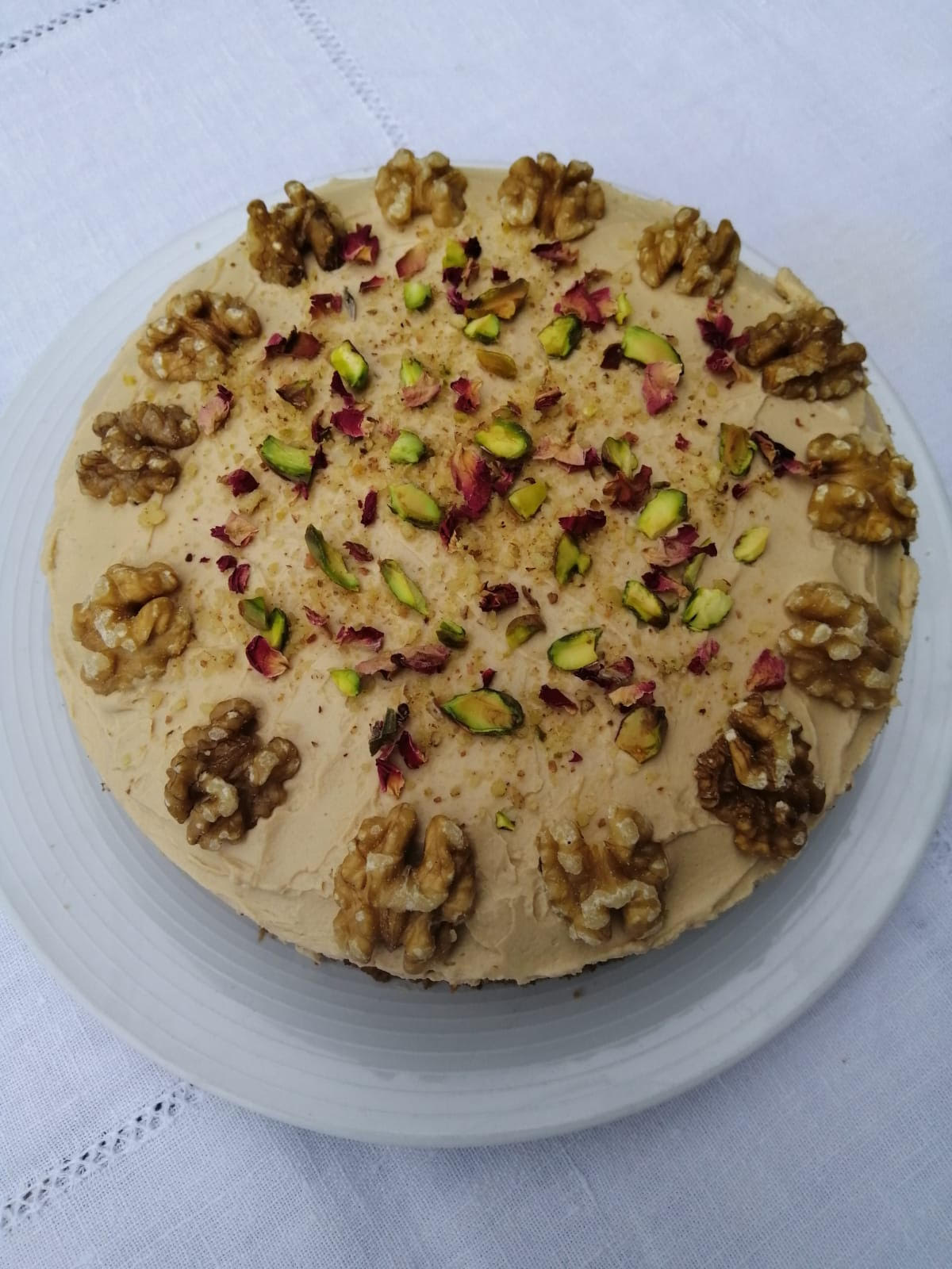 Coffee Cake with Pistachio and Walnut Crumb