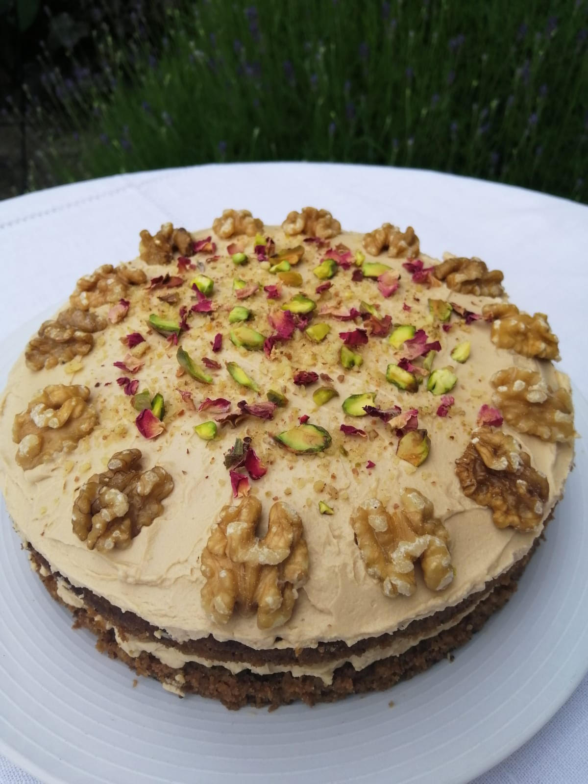 Coffee Cake with Pistachio and Walnut Crumb