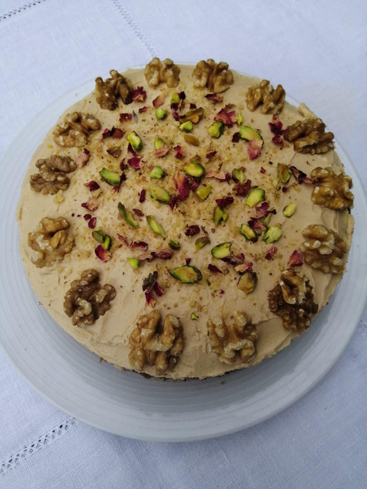 Coffee Cake with Pistachio and Walnut Crumb